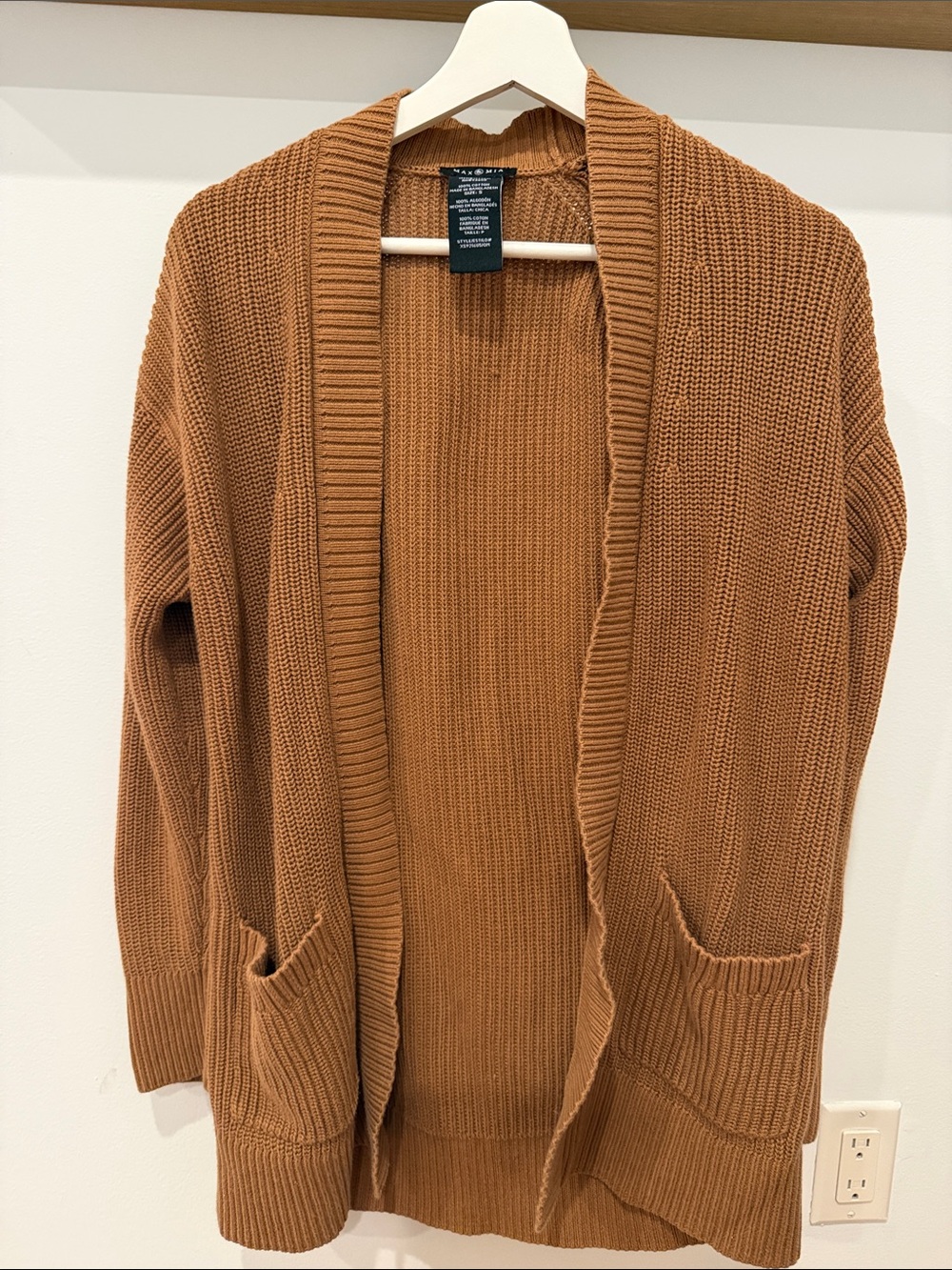 Madewell Open-Front Ribbed Cardigan Sweater - Rust